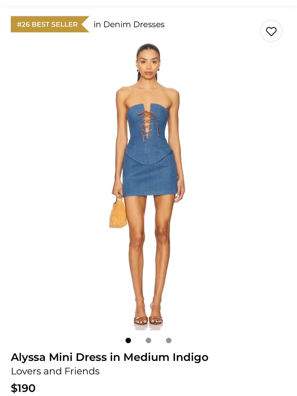 Lovers + Friends Strapless Lace-Up Denim Mini Dress in Indigo Blue